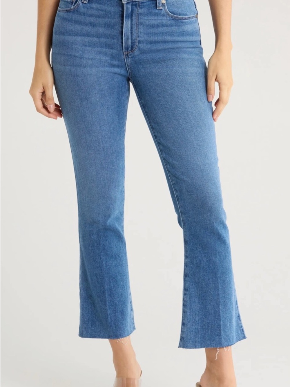 PAIGE Rory Raw Hem Crop Flare Jeans Size 24
